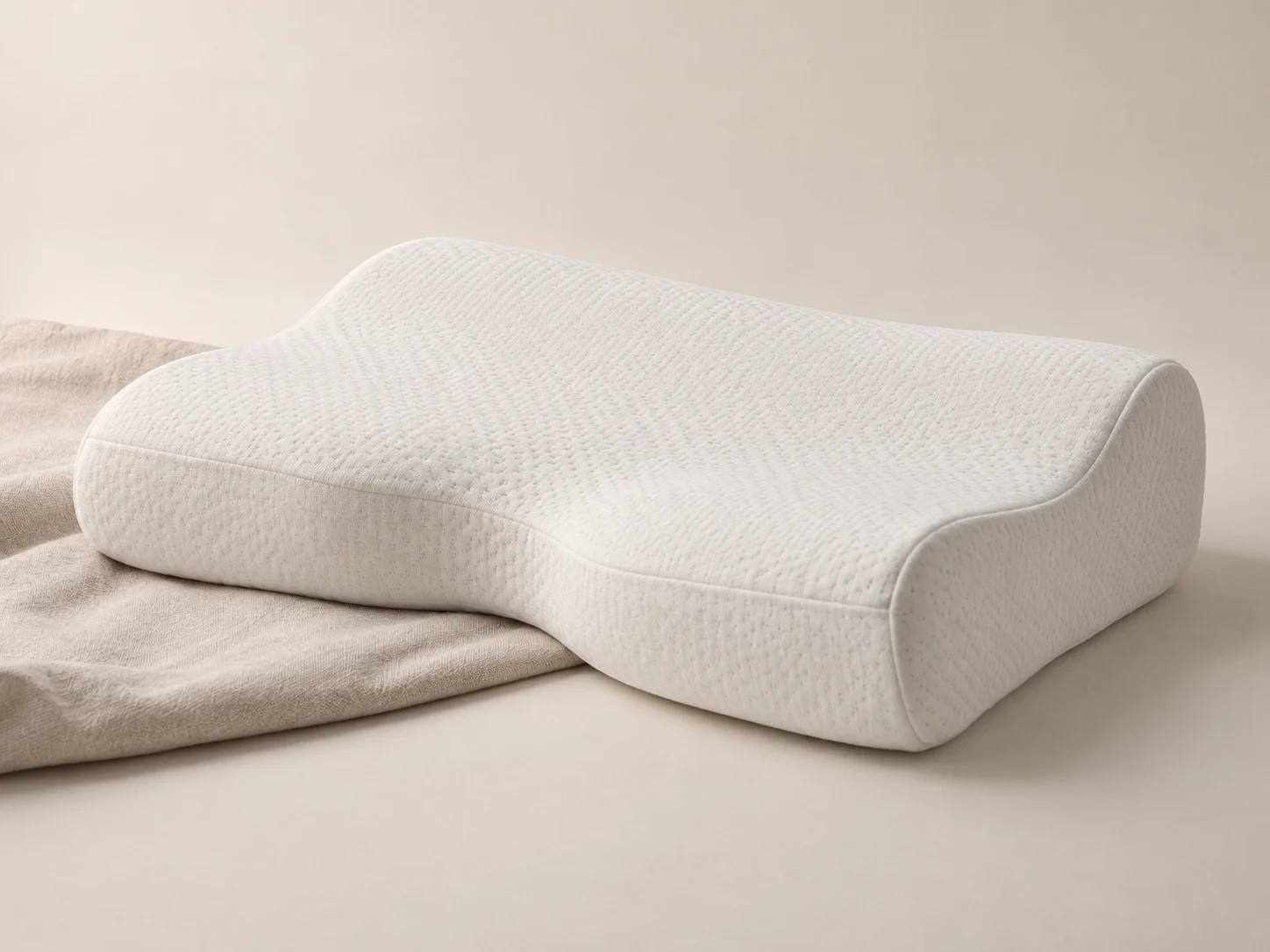 A sculpted white contour pillow
